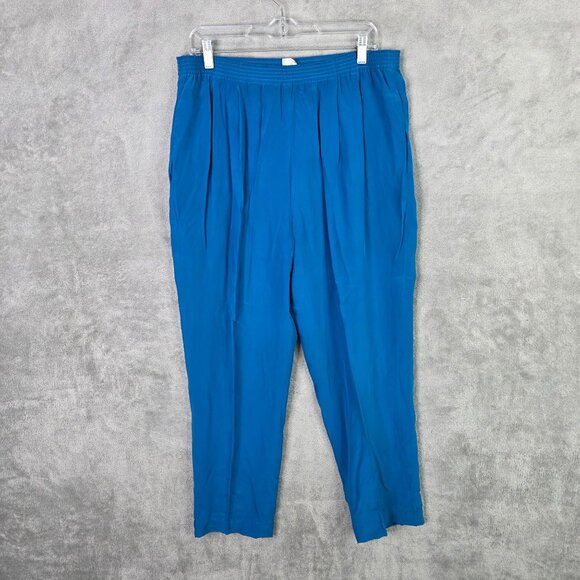 Womens 2 Piece C.W. Blue 100% Silk Button Up Shirt & Elastic Waist Pants Set M - Picture 8 of 14